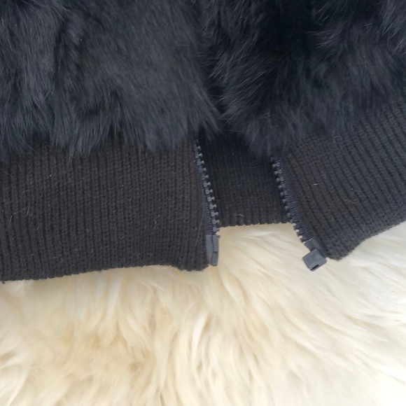 VINTAGE HYBRID BLACK/BROWN RABBIT FUR BOMBER J - Picture 3 of 8